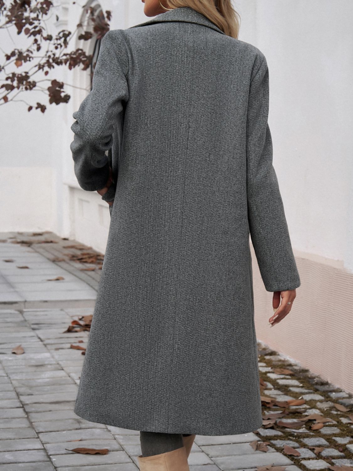 Collared Neck Long Sleeve Coat