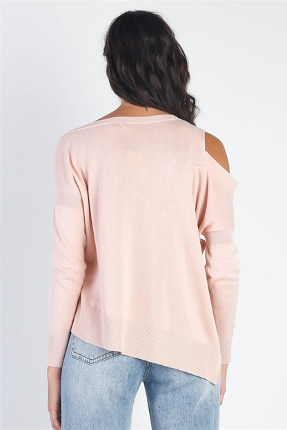 Open Shoulder Long Sleeve Knit Top