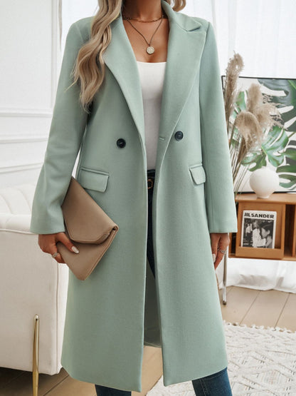 Collared Neck Long Sleeve Coat