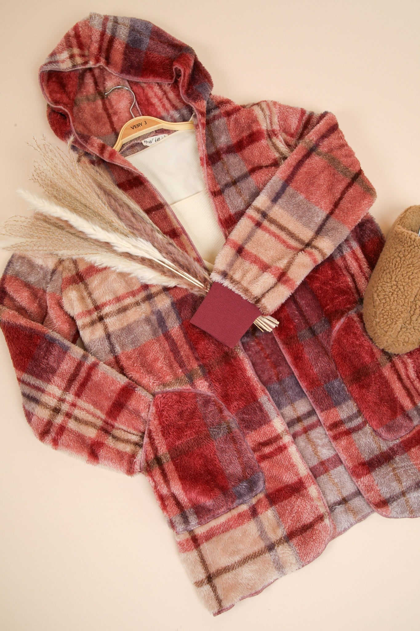 Plaid Long Sleeve Hooded Jacket