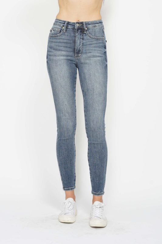 Tummy Control Contrast Wash Skinny Jeans