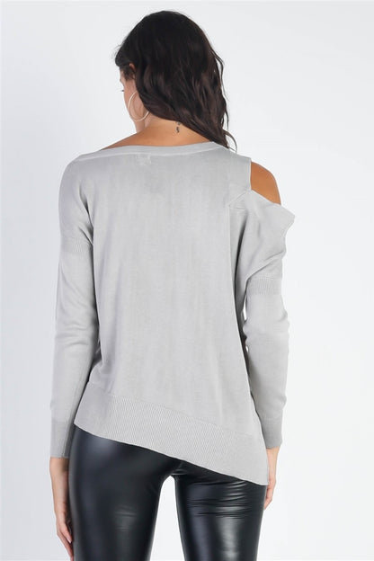 Open Shoulder Long Sleeve Knit Top