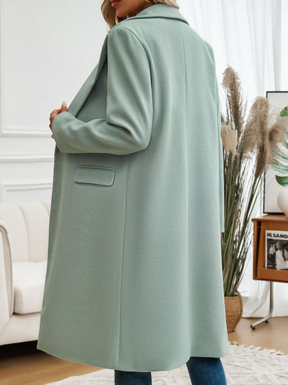 Collared Neck Long Sleeve Coat