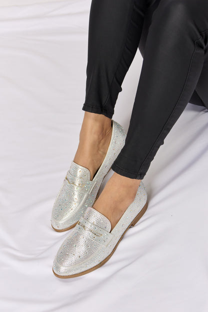 Rhinestone Point Toe Loafers