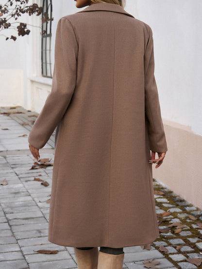 Collared Neck Long Sleeve Coat