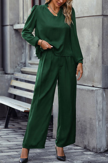 Long Sleeve Top and Wide Leg Pants Set