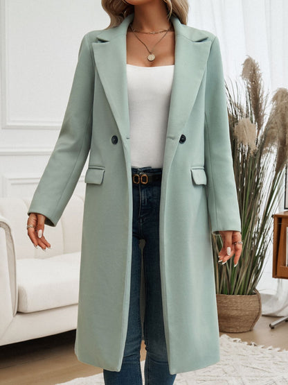 Collared Neck Long Sleeve Coat