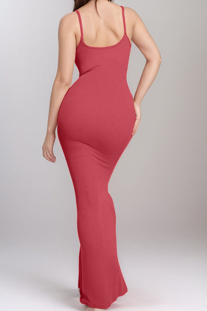 Built-In Shapewear Sleeveless Maxi Dress