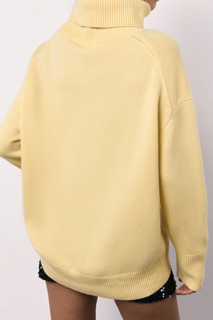 Turtleneck Long Sleeve Dropped Shoulder Sweater