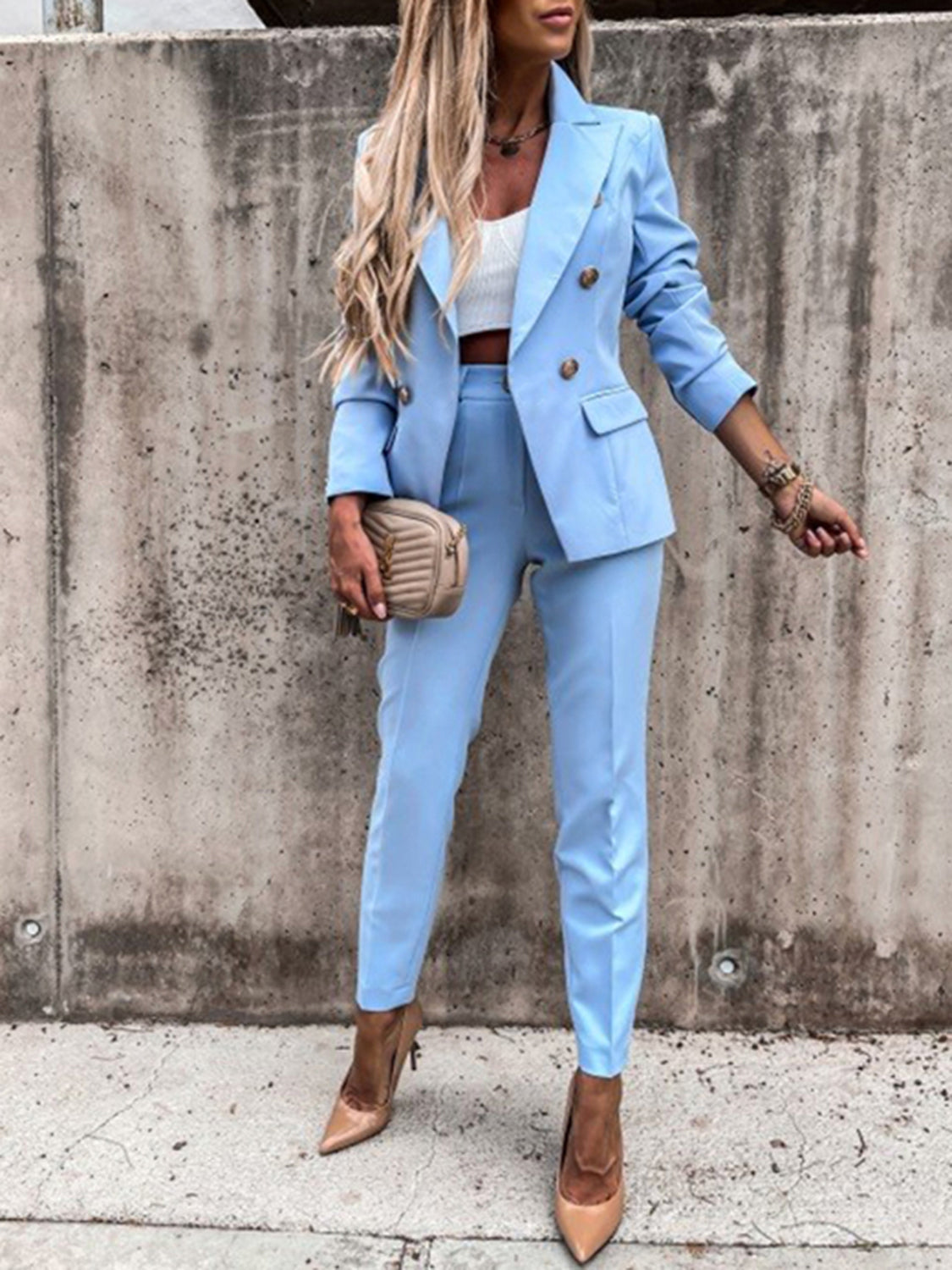 Long Sleeve Blazer and Pants Set