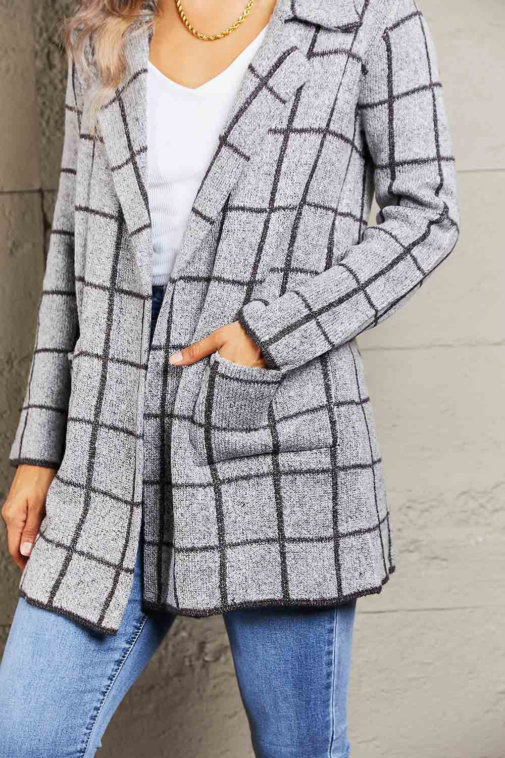 Lapel Collar Cardigan with Pockets