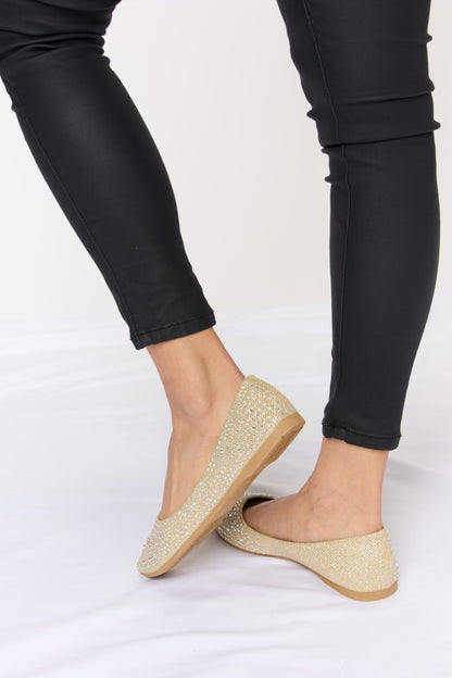 Rhinestone Point Toe Flat Slip-Ons