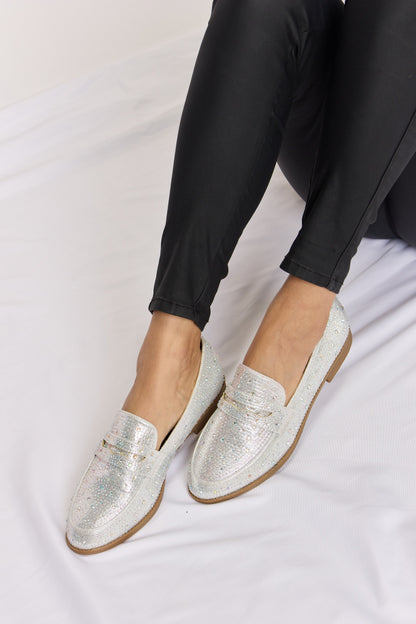 Rhinestone Point Toe Loafers